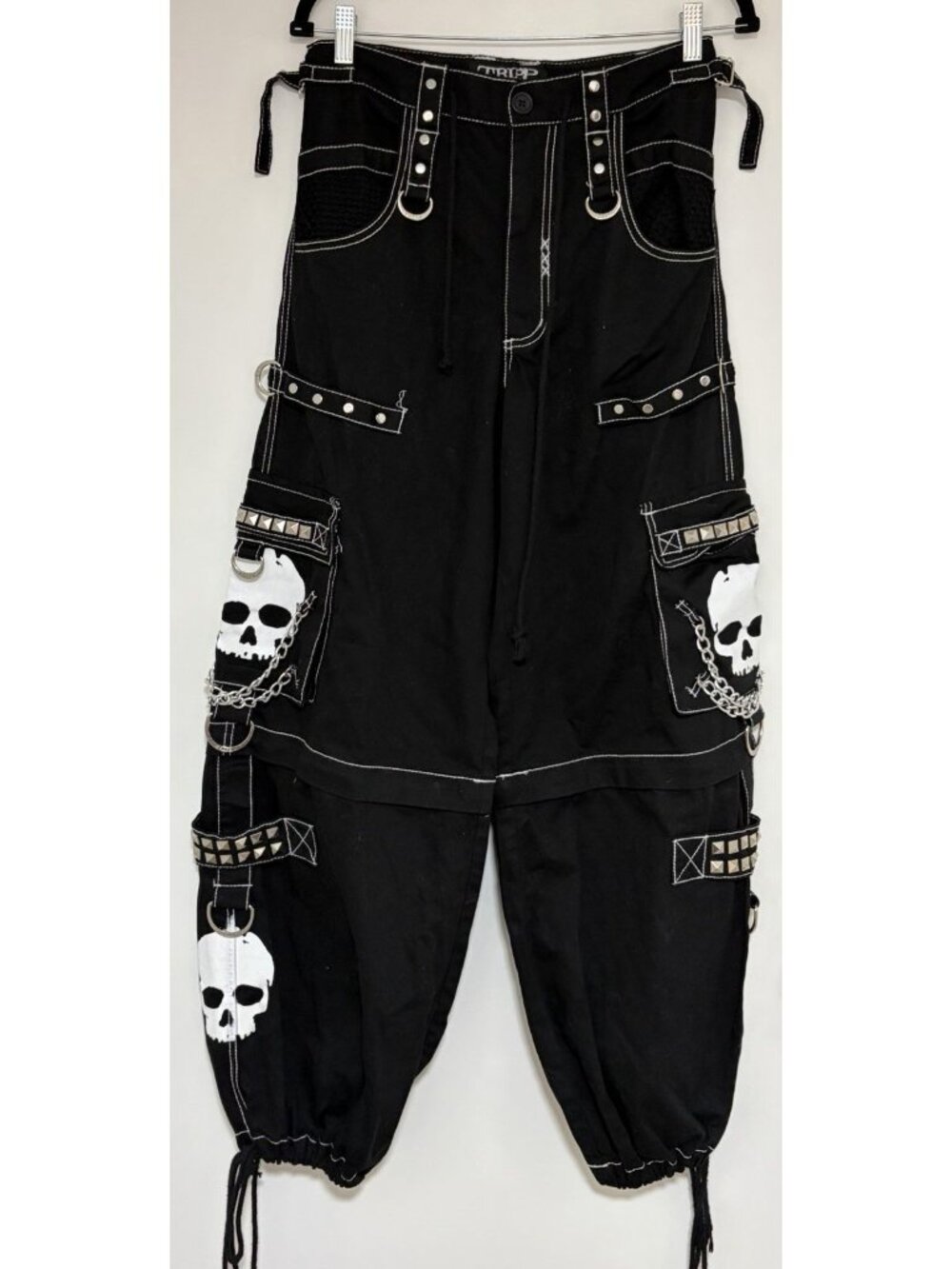Vintage Tripp NYC Black Bondage Pants X Japanese Brand Size XS 29” Skulls